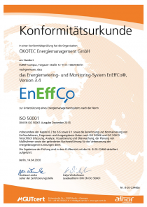 Konformitätsurkunde ISO 50001 EnEffCo